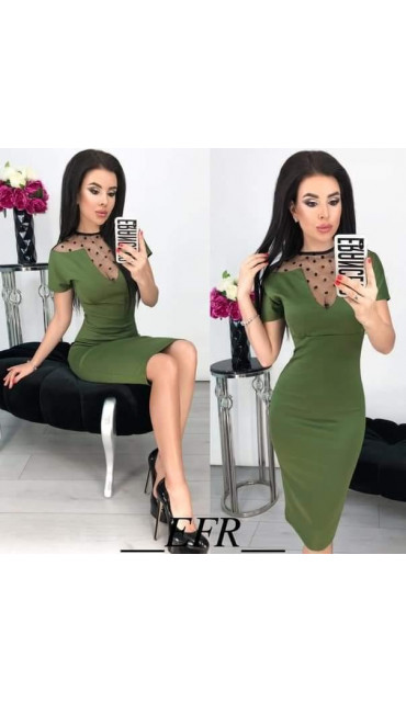 Сукня футляр довжина 1 метр сіточка горох декольте купити 42 44 46 48 50 Р