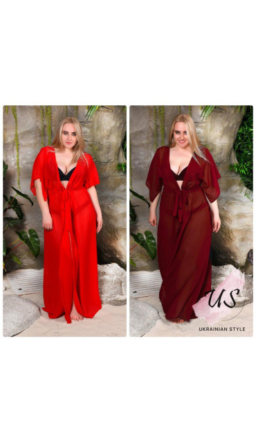 Пляжна туніка купити довга батал парео пляжна туніка шифоновий халат чорний синій ментол жовтий червоний