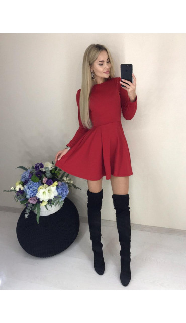 Платье-мини фасонное солнце с рукавом, фиолетовое