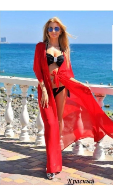 Пляжна туніка довга шифонова в підлогу парео