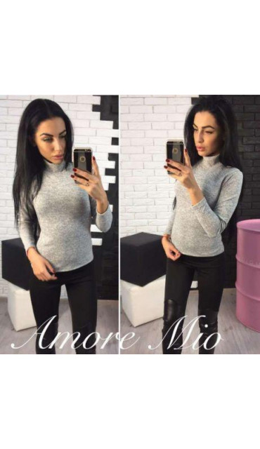 Теплый женский гольф из ангоры-софт серый