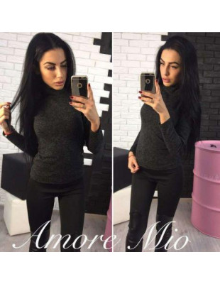 Теплый женский гольф из ангоры-софт черный