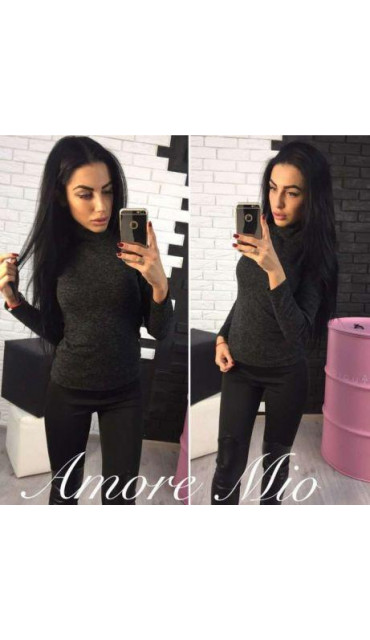 Теплый женский гольф из ангоры-софт серый